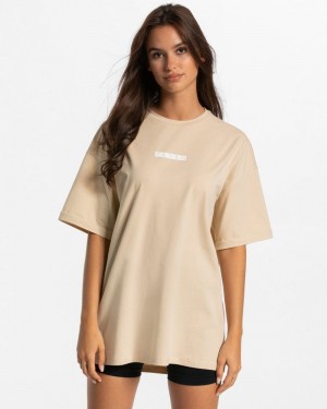 Beige Women Teveo Iconic Oversized T Shirts | RTG-3863