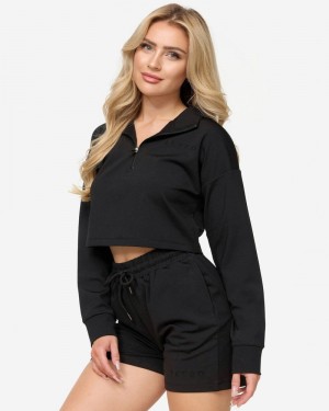 Black Women Teveo Charming Zip Sweater | ORJ-0646