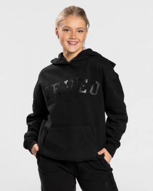 Black Women Teveo College Oversized Hoodie | BXZ-5453