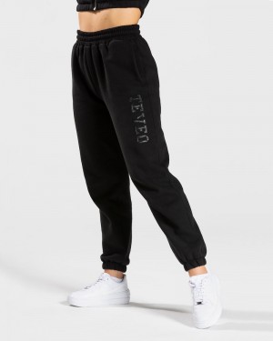 Black Women Teveo College Oversized Jogger | MEQ-8654