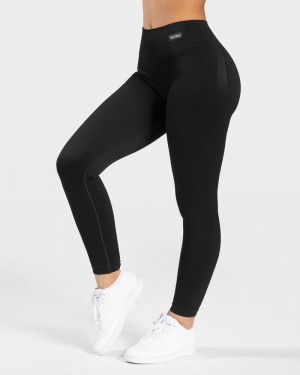 Black Women Teveo Elegant Scrunch Leggings | XWM-9342