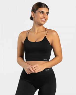 Black Women Teveo Elegant Strap Tops | BXY-7956