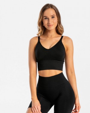 Black Women Teveo Essential V-top Tops | PCZ-7649