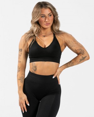 Black Women Teveo Everyday Support Sports Bra | XTL-3020