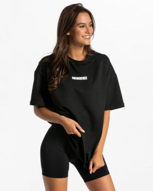 Black Women Teveo Iconic Oversized T Shirts | ODI-8357