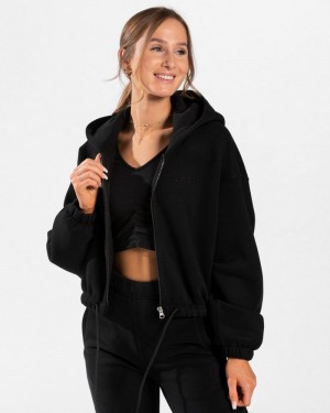 Black Women Teveo Iconic Oversized Zip Hoodie | BMP-7581