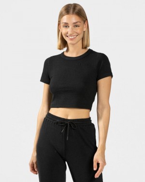 Black Women Teveo Lounge T Shirts | FWP-7390