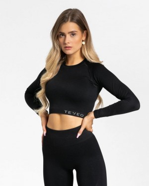 Black Women Teveo Power Long Sleeve Tops | HWB-1378