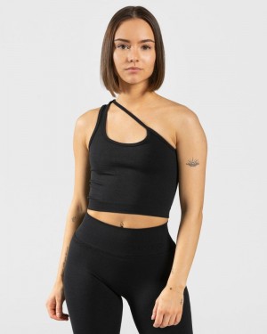 Black Women Teveo Sassy One Shoulder Tops | GDK-4115