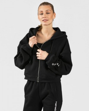 Black Women Teveo Sassy Zip Hoodie | LVR-5432