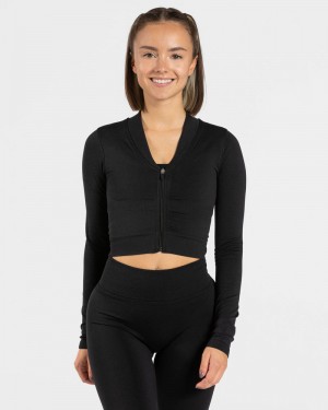 Black Women Teveo Statement Zip Jackets | HTJ-4887