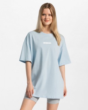 Blue Women Teveo Iconic Oversized T Shirts | WRI-7233