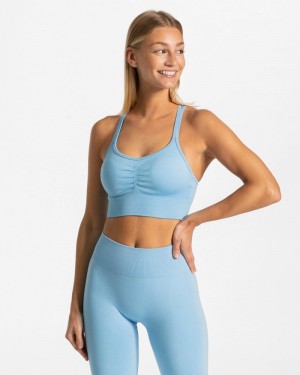 Blue Women Teveo Timeless Scrunch Sports Bra | OQI-2727