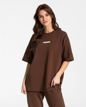 Brown Women Teveo Iconic Oversized T Shirts | OTJ-0111