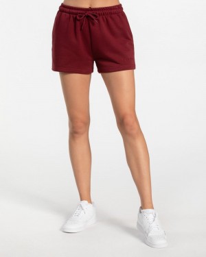 Burgundy Red Women Teveo Oversized Shorts | BBX-0898