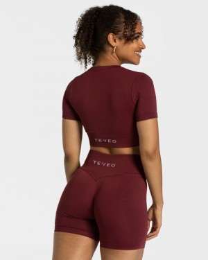 Burgundy Red Women Teveo Sensation Crop Tops | ZUP-7331