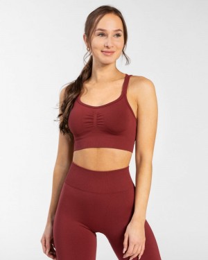 Burgundy Red Women Teveo Timeless Scrunch Sports Bra | QVM-8911