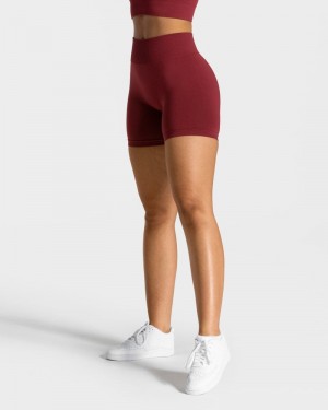 Burgundy Red Women Teveo Timeless Scrunch Shorts | CMU-8844