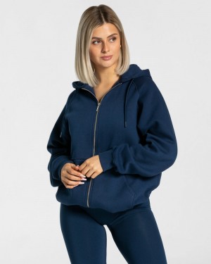 Dark Blue Women Teveo Statement Oversized Jackets | SJF-6077