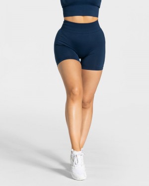 Dark Blue Women Teveo Statement Scrunch Shorts | PJF-6822