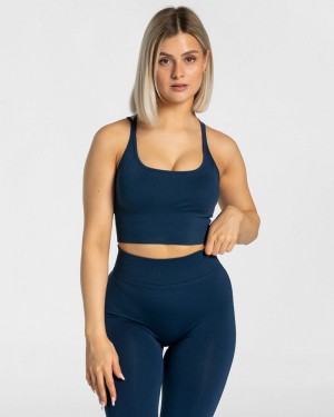 Dark Blue Women Teveo Statement Sports Bra | VBW-5616