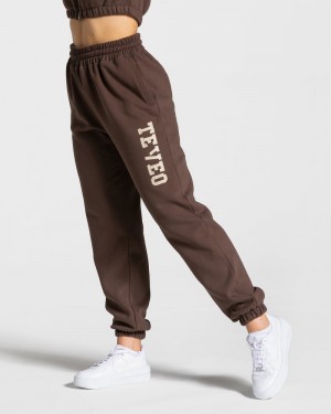 Dark Brown Women Teveo College Oversized Jogger | CAP-8444