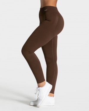 Dark Brown Women Teveo Elegant Scrunch Leggings | FDF-4480