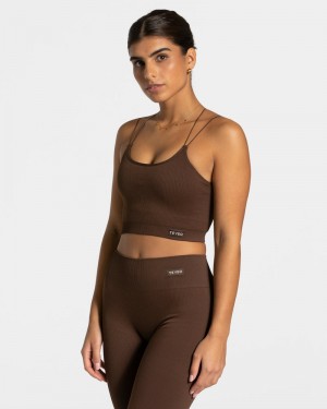 Dark Brown Women Teveo Elegant Strap Tops | CZA-8193