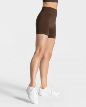 Dark Brown Women Teveo Timeless Scrunch Shorts | EAA-1297