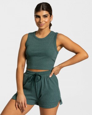 Dark Green Women Teveo Lounge Crop Tops | WYI-1813