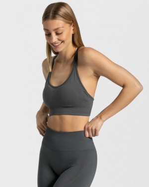 Dark Grey Women Teveo True Sports Bra | JVM-3782