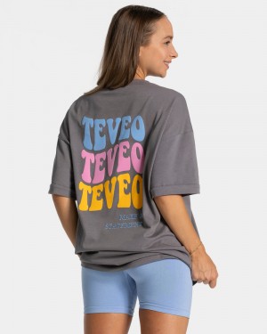 Deep Grey Women Teveo Candy Oversized T Shirts | NEQ-2809