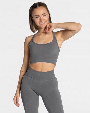 Deep Grey Women Teveo Statement Sports Bra | ESL-4505