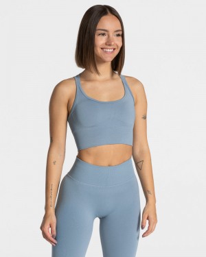 Grey Blue Women Teveo Statement Sports Bra | WGL-8621