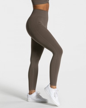 Grey Brown Women Teveo Focus Scrunch Leggings | UEF-9142