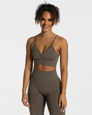 Grey Brown Women Teveo Focus Sports Bra | QJF-1638