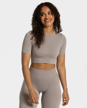 Grey Women Teveo Sensation Crop Tops | JSI-4777