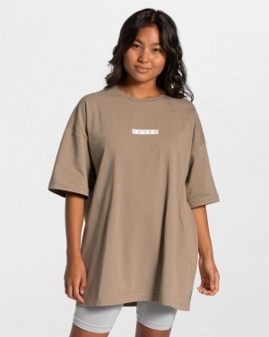 Khaki Women Teveo Iconic Oversized T Shirts | DNG-0017