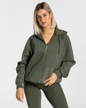 Khaki Women Teveo Statement Oversized Jackets | AHR-3964