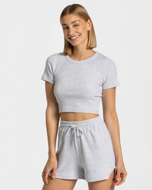 Light Grey Women Teveo Lounge T Shirts | AHO-1486