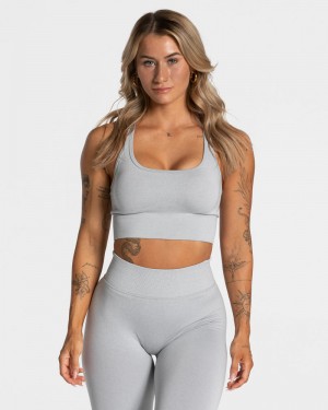 Light Grey Women Teveo Statement Sports Bra | OVW-3597