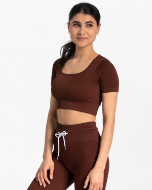 Mahogany Women Teveo Ribbed Crop Tops | YPU-6557