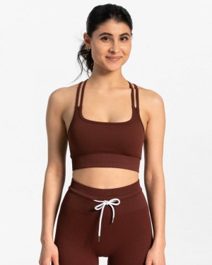 Mahogany Women Teveo Ribbed Sports Bra | FOK-9958