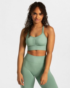 Olive Women Teveo Timeless Scrunch Sports Bra | ADZ-8858