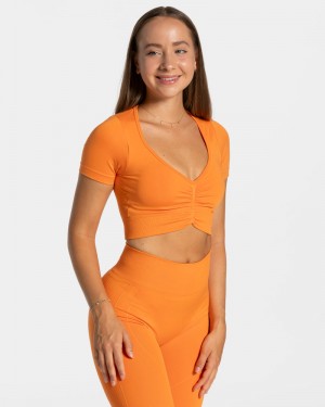 Orange Women Teveo Focus Crop Tops | ISY-0393