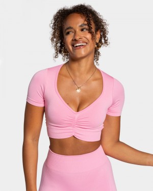 Pink Women Teveo Focus Crop Tops | FVM-0914