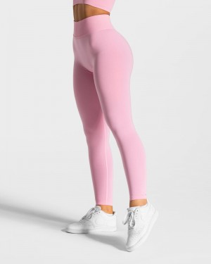 Pink Women Teveo Statement Scrunch Leggings | IGS-3786