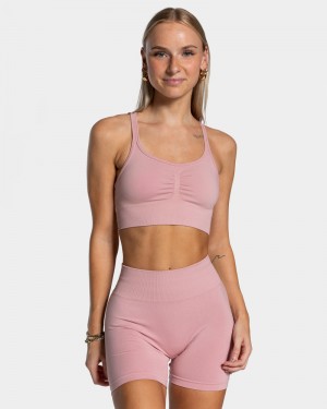 Pink Women Teveo Timeless Scrunch Sports Bra | NTU-6636