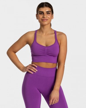 Purple Women Teveo Timeless Scrunch Sports Bra | KXA-8385