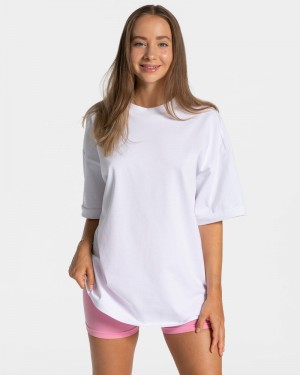 White Women Teveo Candy Oversized T Shirts | KHS-0101